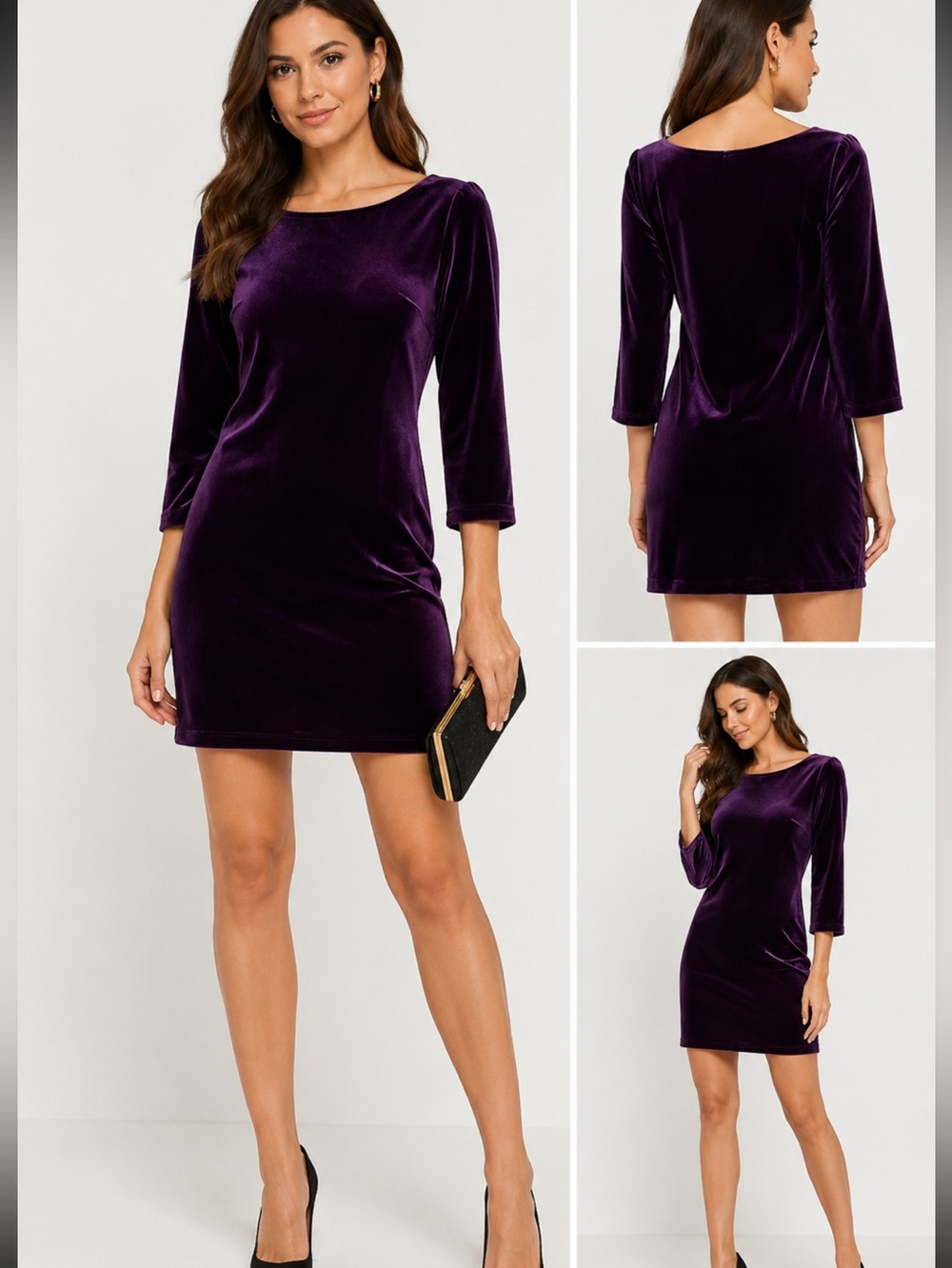 Spense velvet purple long sleeve mini dress size 4  goth